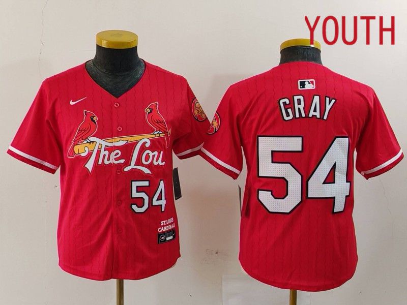 Youth St.Louis Cardinals #54 Gray Red City Edition 2024 Nike MLB Jersey style 1->youth mlb jersey->Youth Jersey
